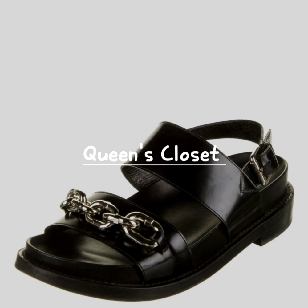 Louis Vuitton Black Sandals with Chain Detail